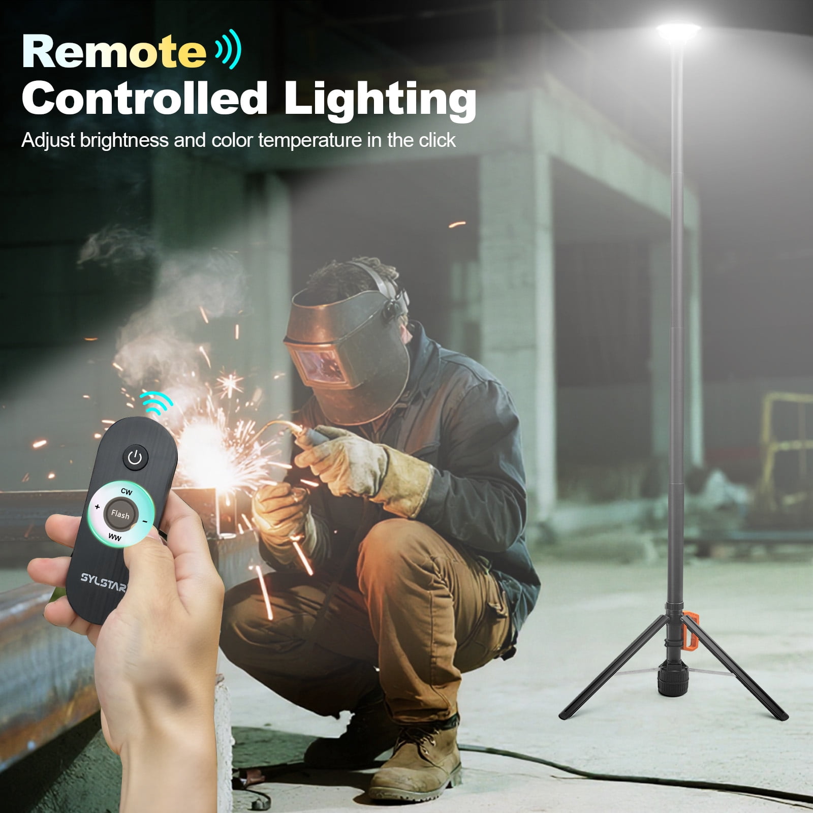 SideKing 360° Rechargeable Camping Light with Remote &Tripod Stand (8.4Ft) 3000LM LED Work Light 6000mAh Battery Ultra Bright 3CCT Dimmable Portable Telescopic Camp Light for Outdoor, Jobsite