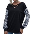 thumbnail image 1 of Camiseta de cobertura de impresión de manga larga casual con cuello en V para mujer Top Pompotops  gfhjh22427, 1 of 5
