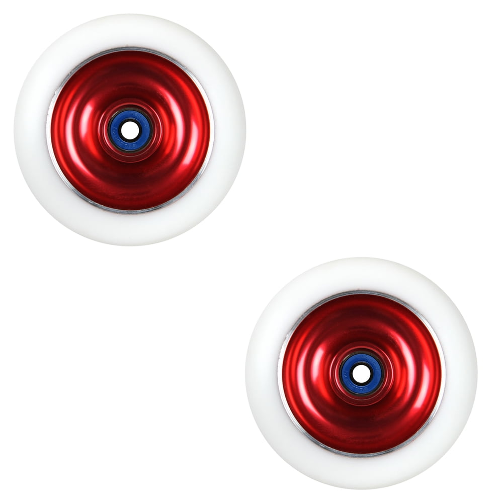 2 Metal Core Scooter Wheels 100mm RED With Abec 7 Bearings For MGP