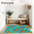 thumbnail image 3 of ODIKA 8'x10' Machine Washable Non-Slip Area Rug, Jungle Alphabet Discovery with Tropical Animal Character Design High Traffic Rug with Pad, Blue, 690769, 3 of 8