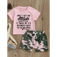 thumbnail image 3 of Toddler Kids Girl 2Pcs Summer Outfits Short Sleeve T-Shirt + Camouflage Shorts Set Kid Loungewear 0-5Years, 3 of 9