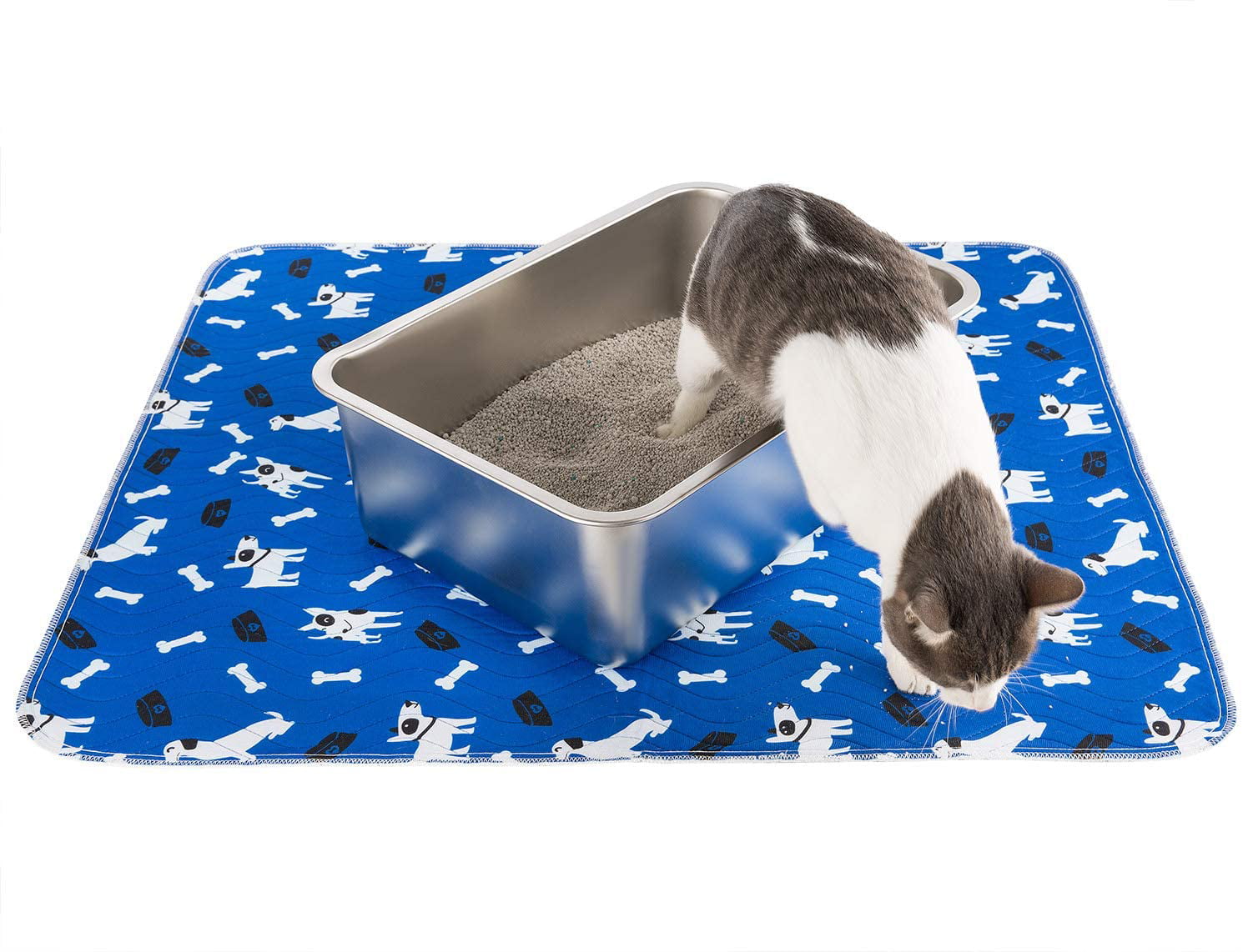 Yangbaga Stainless Steel Litter Box for Cat and Rabbit Never Bend Non Stick Smooth Surface Easy to Clean Large Size with High Sides and Non Slip Rubber Feets Rust Proof Odor Control 