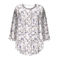 thumbnail image 4 of Womens Crew Neck Shirts 3/4 Sleeve Blouses Tunics Top Floral Printed Shirts Fashion 2026 Basic Tops Going Out Outfits Y2K Clothes, 4 of 7