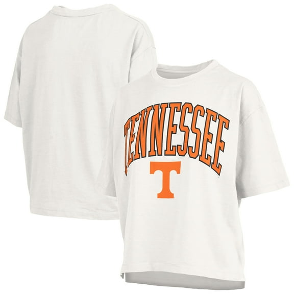 Women's Pressbox White Tennessee Volunteers Nelson Arch Over Logo Waist Length Oversized Slub T-Shirt