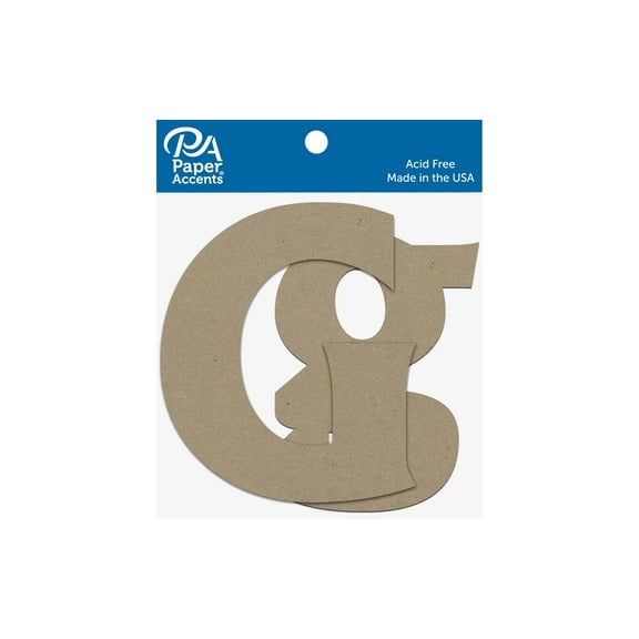 Chipboard Letter 4" Gg 2pc Natural