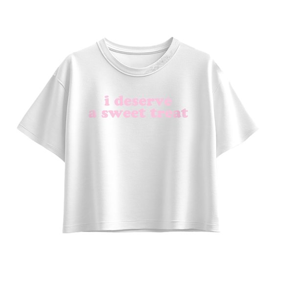 Instant Message - I Deserve a Sweet Treat Short Sleeve Boxy Graphic T-Shirt