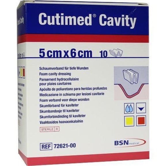 BSN Medical Cutimed Cavity Foam Bandage, 5 cm x 6 cm (2 in x 2-3/8 in), Box of 10