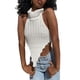 thumbnail image 1 of Blusa de punto con cuello alto y espalda descubierta, cuello alto, espalda abierta, dobladillo irregular, cuello alto, 1 of 5