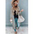 thumbnail image 3 of Women's Black Stripe Print Open Front Duster Cardigan - Stylish Long Sleeve Layering Piece | [ZhiHiMeRi] | (US 12-14)L, 3 of 5