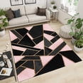 thumbnail image 3 of Black Pink Marble Texture Area Rug For Bedroom, Golden Lines Geometry Indoor Rugs, Soft Non-Slip Machine Washable Carpet For Bedroom Dining Room Home Office Decor Kitchen Table, 3 of 7