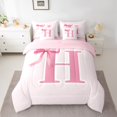 thumbnail image 3 of Manfei Letter H Monogrammed 7-Piece Twin Bedding Sets,Cute Cartoon Bowtie Bedding Comforter Set,Pink Bow Tie Sheet Sets For Girls Kids,Microfiber Room Decorative Reversible, 3 of 9