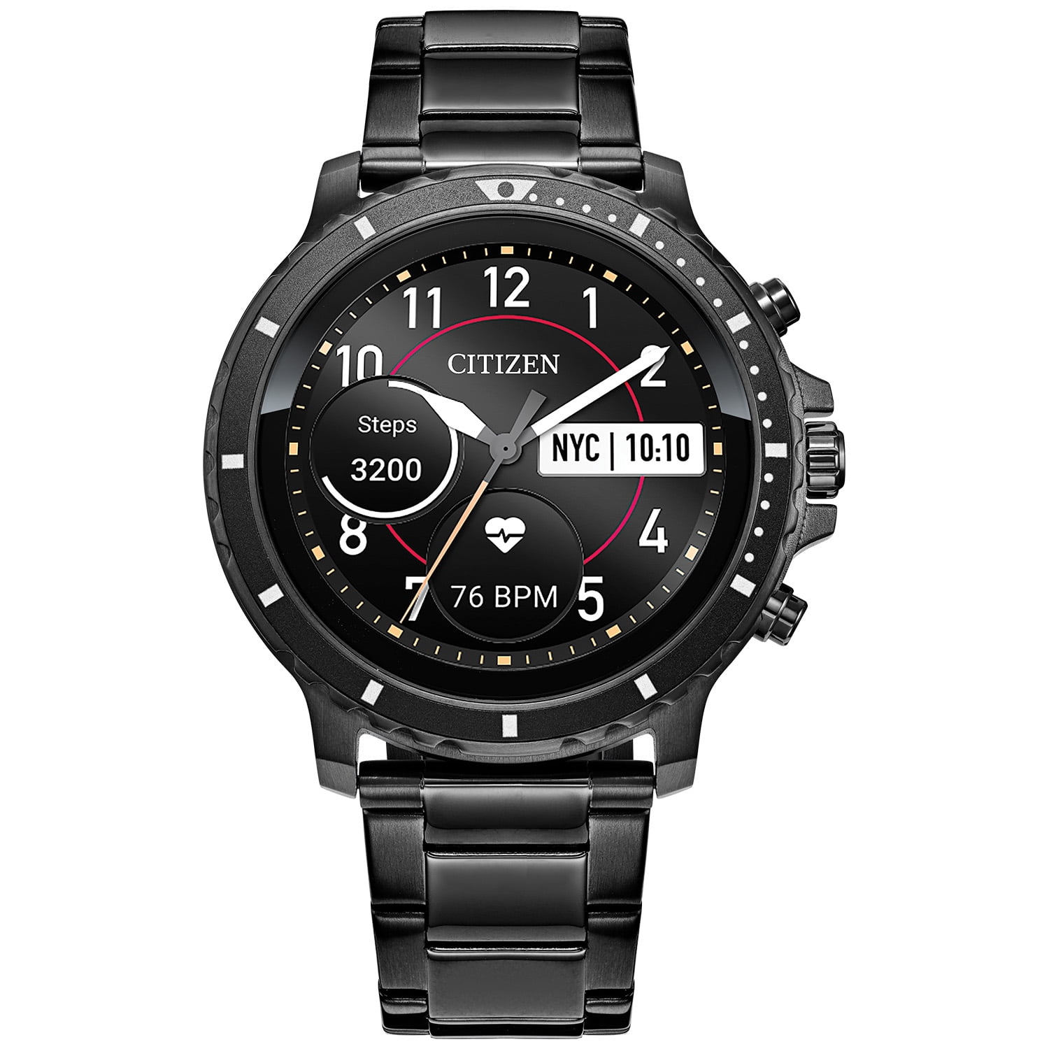 Citizen CZ Smart HR Heart Rate Smartwatch 46mm Gray IP Stainless Steel Citizen Cz Smart Stainless Steel Smartwatch