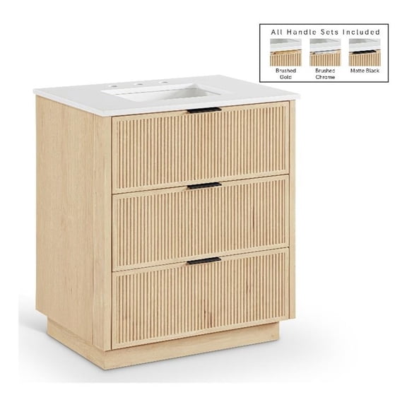 Meridian Furniture Willard 30" Natural Engineered Stone Bathroom Vanity