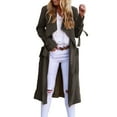 thumbnail image 2 of Womens Jackets Fall Jacket Women's Open Front Long Trench Coats - Long Sleeve Slim Casual Pockted Windproof Overcoat With Belt, Autumn Winter Outerwear, 2 of 8