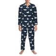thumbnail image 3 of Salouo Cartoon Swan Print Button-Front Long Sleeve Pajama Set for Men, Soft 2Pjs Men's Long Sleeve Sleepwear-XX-Large, 3 of 7