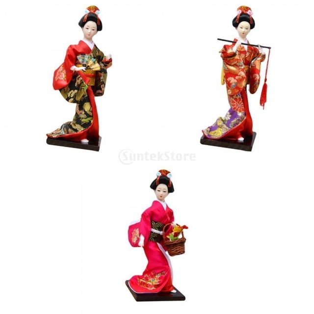 Pulgadas Kimono Japonés Geisha Doll Adorno Hecho a Mano Soledad Muñeca Kimono Japonés