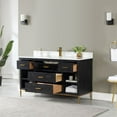 thumbnail image 5 of Kesia 60" Single Bathroom Vanity Set in Black Oak with Aosta White Composite Stone Countertop with Mirror, 5 of 8