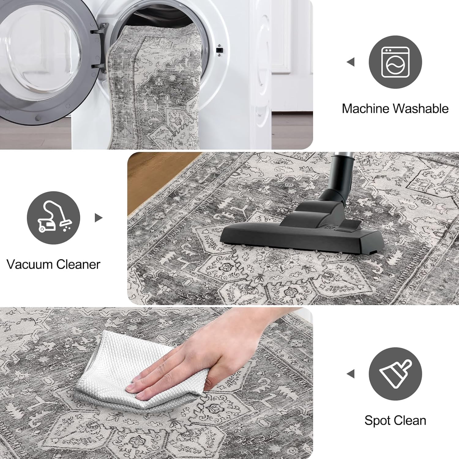2'x10' Runner Rugs, Yamaziot Vintage Washable Hallway Rug Runner with Rubber Backing, Non-Slip Distressed Carpet Floor Mat for Bedroom, Kitchen, Laundry, Entrance