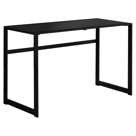 Monarch Specialties Computer Desk, Home Office, Laptop, 48"l, Work, Metal, Tempered Glass, Black, Contemporary, Modern