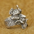 thumbnail image 4 of 925 Sterling Silver Devil Mask Biker Ring Punk Skull Jewelry TA501 US Size 12.5, 4 of 16