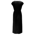 thumbnail image 4 of JUNWELL Caftan Ample Robe Longue pour Femmes Grande Taille Robe en Lin Été Décontractée Sans Manches Col Ras du Cou Poches Robe Maxi, 4 of 7
