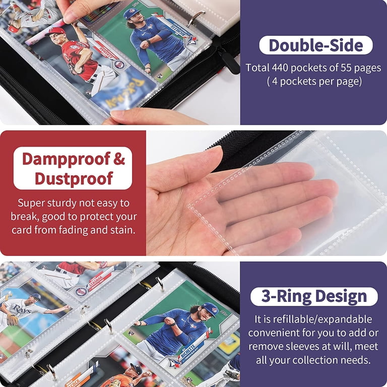 Baseball Card Binder with Sleeves 440 Pockets, Gifts for Baseball Card Collectors, Trading Card Holder Compatible with Topps Card, 55 Sleeves Card Album Card Storage Organizer - Walmart.com Baseball Card Binder with Sleeves 440 Pockets, Gifts for Baseball Card Collectors, Trading Card Holder Compatible with Topps Card, 55 Sleeves Card Album Card Storage Organizer - Walmart.com
