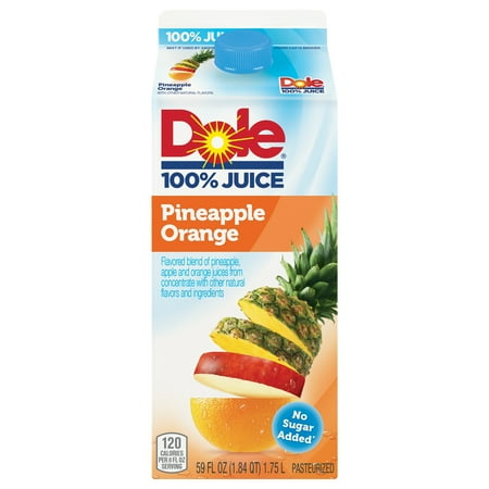 Dole Pineapple Orange 100% Juice, 59 fl oz Bottle, Refrigerated