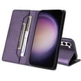 thumbnail image 6 of For Samsung Galaxy S22 Flip Wallet Case,[RFID Blocking]PU Leather Magnetic Folio Cover,With Card Slots,Flip Folding Kickstand,Shockproof TPU Anti-fall Rugged Phone Case Cover,Purple, 6 of 9