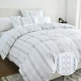 thumbnail image 4 of Bedduvit Bohemian Duvet Cover Queen Size - 100% Cotton 400TC Geometric Striped Queen Comforter Cover, Reversible Soft Breathable Bedding Set with Zipper Closure for All Season - 90x90, Beige/White, 4 of 9