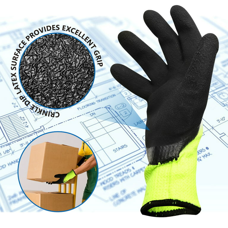 G & F Knit Work Gloves 3100S-DZ, Textured Rubber Latex Coated, 12-Pairs,  Men's Size Small