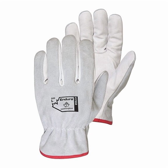 Endura Leather Drivers Gloves, Safety, White, M, 12 PK 378SB-M