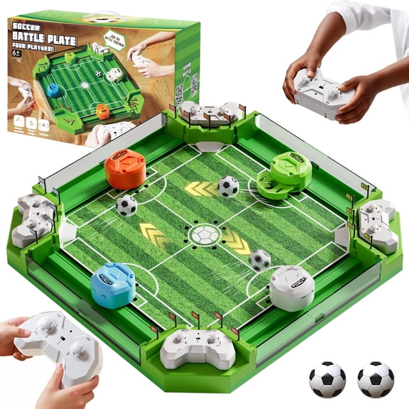 KNMDU Remote Control Foosball Table Game, 4-Player Tabletop Soccer Board Game for Family Game Night, Ages 6 
