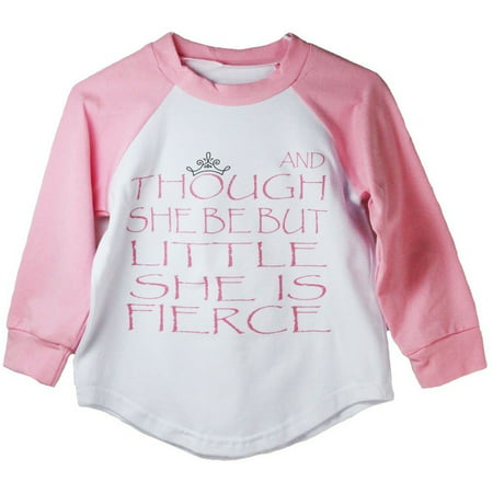 Girls Pink Shakespeare Quote Print Cotton Spandex Raglan T-Shirt