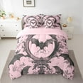 thumbnail image 3 of Manfei Halloween Bat Teens Bedding Comforter Set 7 Pieces, Gothic Romantic Skeleton Full Bedding Set, Tribal Western Damask Reversible Fitted Sheet Flat Sheet, Lightweight Room Decor, 3 of 8
