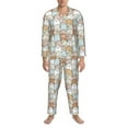 thumbnail image 3 of Naloa Lovely Bear Men’s Pajamas Set - Long Sleeve Button Down Sleep Shirt and Pajama Bottoms Sleepwear Set-Medium, 3 of 7