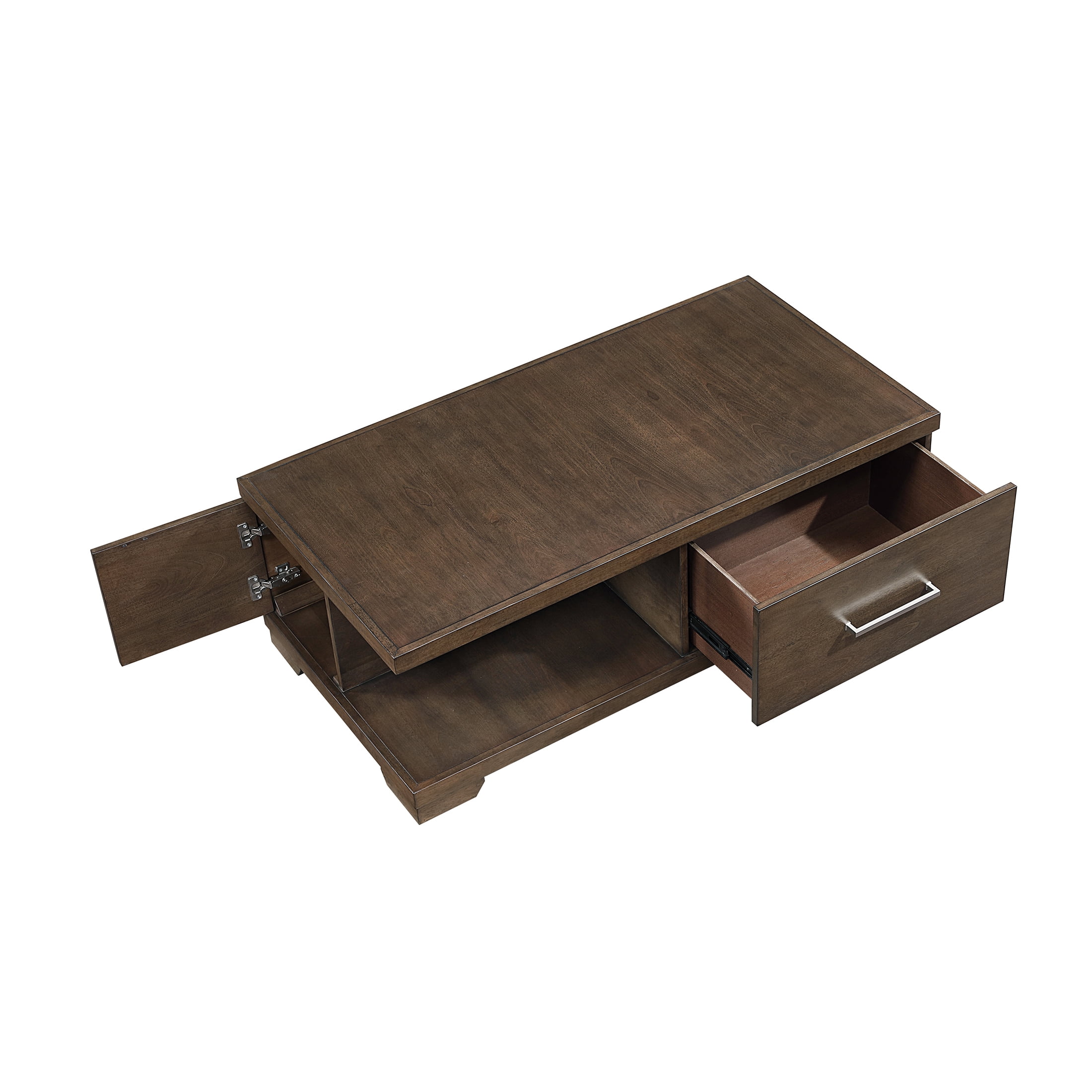 OakvillePark Alton Wood Cocktail Table, 1 Drawer, Hidden Storage with Doors, Casters, Espresso