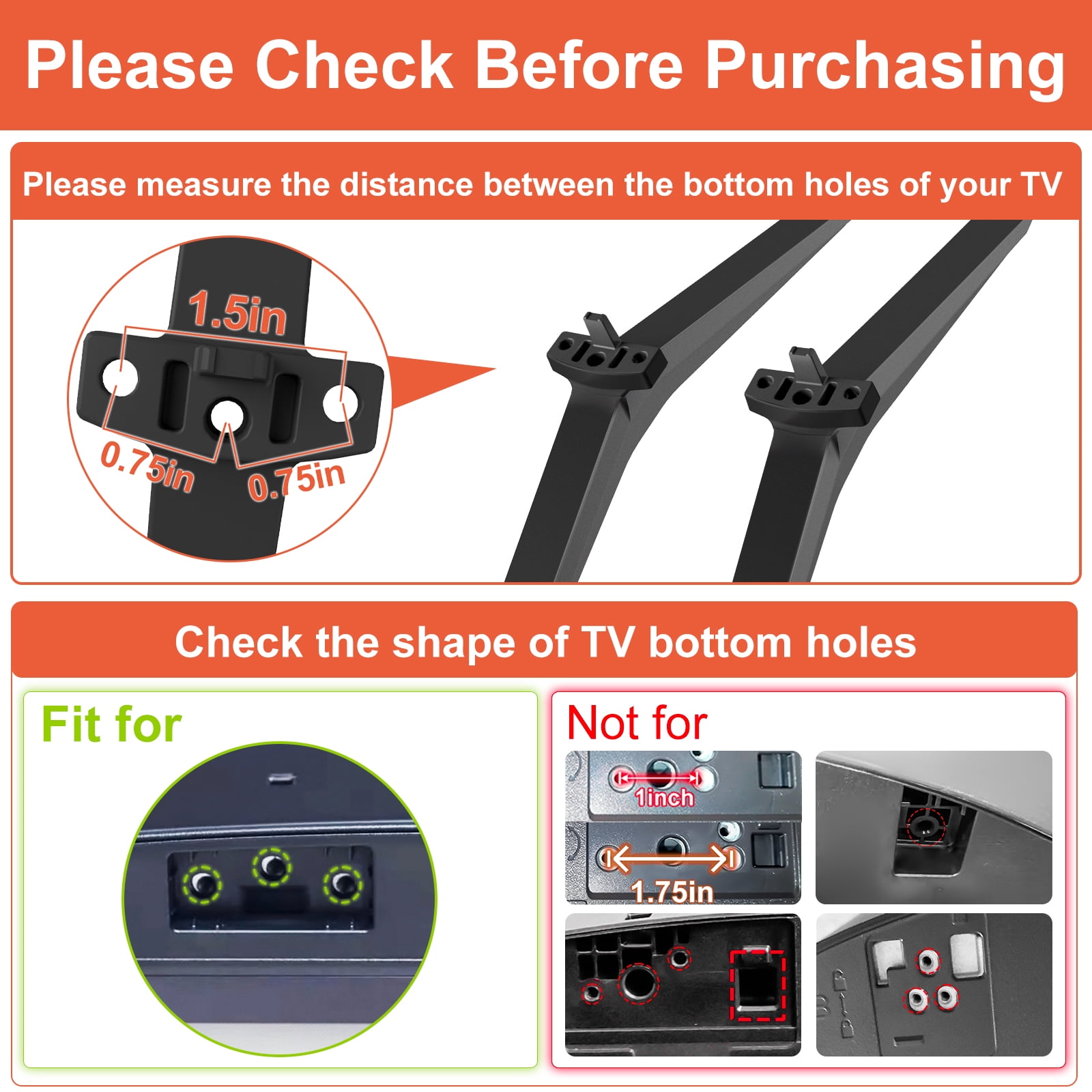 Stand for LG TV Legs Replacement, Only for LG 70" 75" 82" 86" TV Models We List, for 70UP8070 70UQ7070ZUD 70UQ7590PUB 70UQ8000 75UP8070 75UQ8000 82UP8770 86UP8770 86UQ8000 86UQ7070 86UQ7590