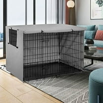 Dog Crate Cover 48 Inch, Durable 210D Oxford Cloth Water Resistant Windproof Anti-UV Pet Kennel Cover for Universal Wire Crate with Double Doors, Beige/Gray/Black