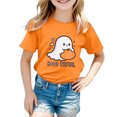 thumbnail image 6 of Ulanda Toddler Girl Halloween Ghost Graphic T-Shirt Baby Girl Shirt Short Sleeve Halloween Party Tee Tops (Orange, 7-8 Years), 6 of 6
