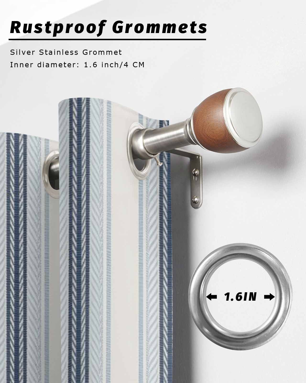 Blue Beige Outdoor Curtains for Patio, Modern Abstract Gradient Vertical Stripes Privacy Drapes Grommet Waterproof Outside Curtains for Porch/Cabana/Balcony 54"x 84", 2 Panel
