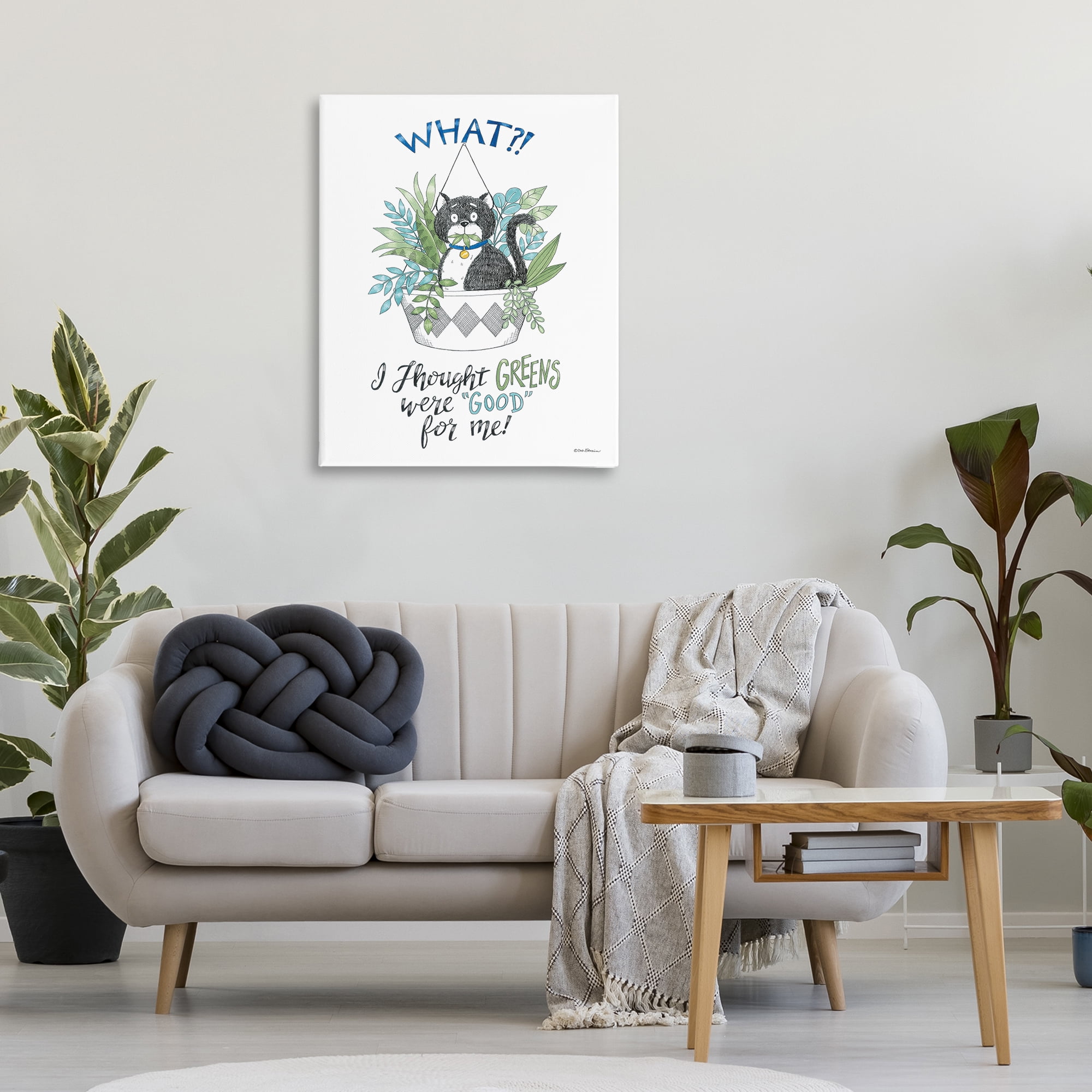 Stupell Industries Funny Cat Eating Plant Animals Painting Wrapped Canvas Art Print Wall Art, 30 x 40