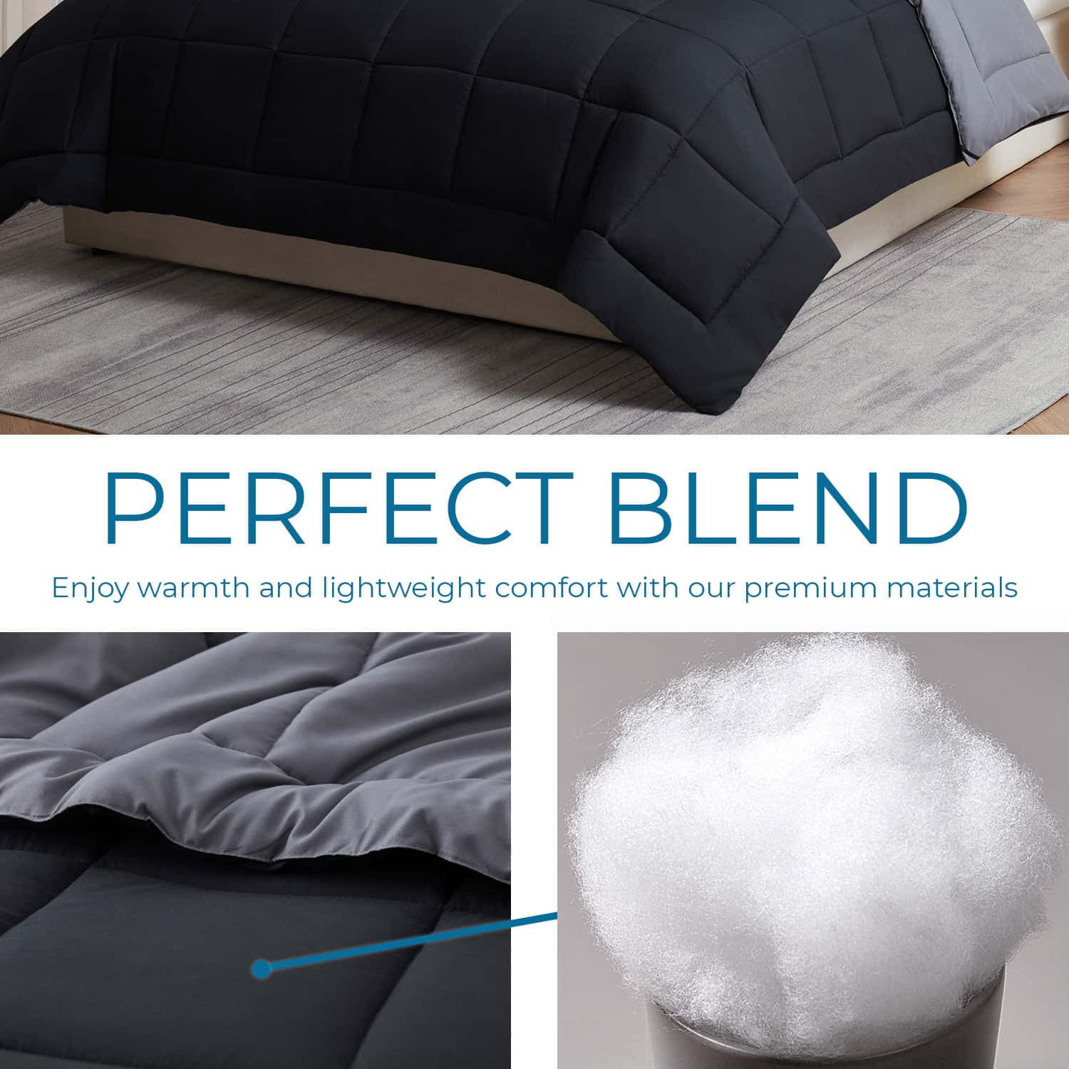 LammaLoe Twin Comforter, Quilted Down Alternative Comforter, All Season Duvet Insert Black/Gray