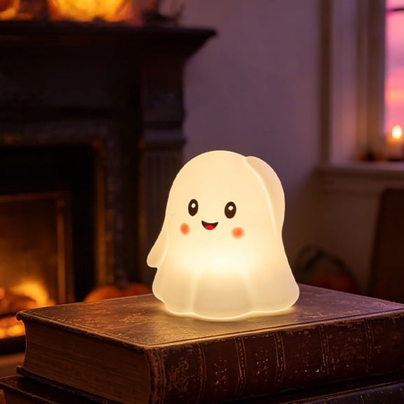 Halloween Night Light Ghost Silicone Pat 4.13in USB Rechargeable Bedside Decor by OVFUIZ