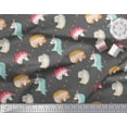 thumbnail image 2 of Soimoi Gray Cotton Poplin Fabric Dot & Unicorn Face Print Fabric by the Yard 42 Inch Wide, 2 of 3
