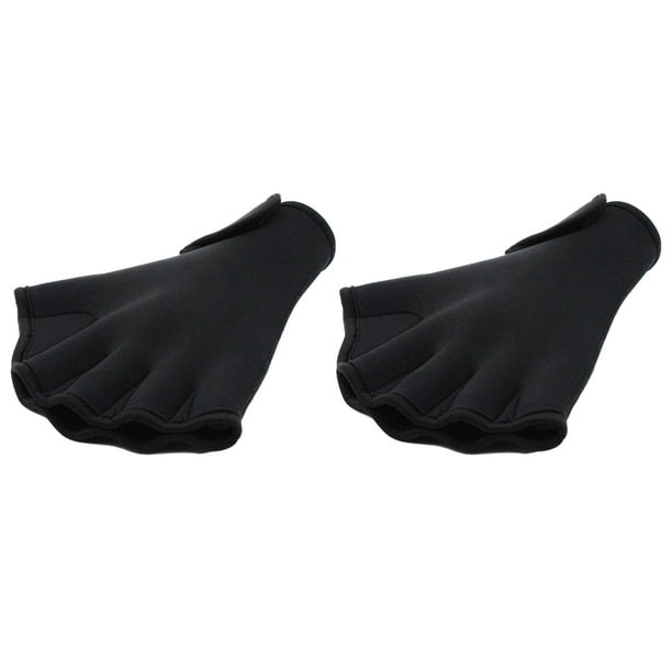 relayinert 2pcs/set Exquisite Craft And Durability Nylon Made Swimming  Gloves For Aquatic Fitness Non-shedding Black L
