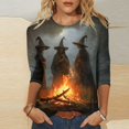 thumbnail image 2 of Raeneomay 3/4 Length Sleeve Womens Tops Halloween Day Round Neck T-Shirt Loose Top, 2 of 5