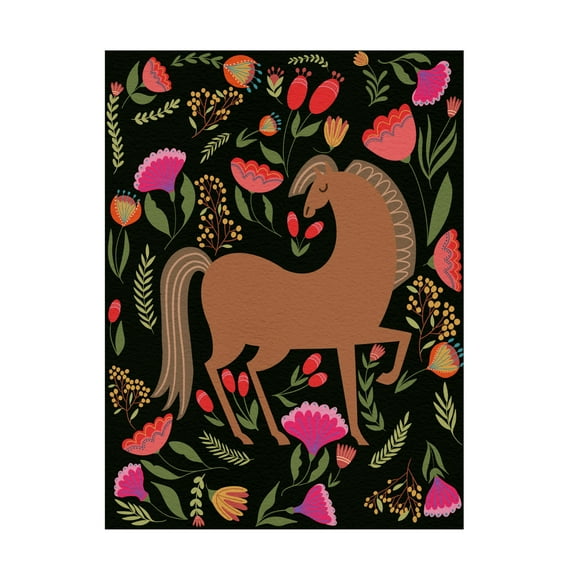 Trademark Fine Art Regina Moore Folk Prancing Dark II Canvas Wall Art