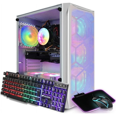 STGAubron Gaming Desktop PC, Intel Core i5 3.2G up to 3.6G, 16G RAM, 512G SSD, Radeon RX 5600 XT 6G GDDR6, 600M WiFi, BT 5.0, RGB Fan x 6, RGB Keyboard & Mouse & Mouse Pad, W10H64
