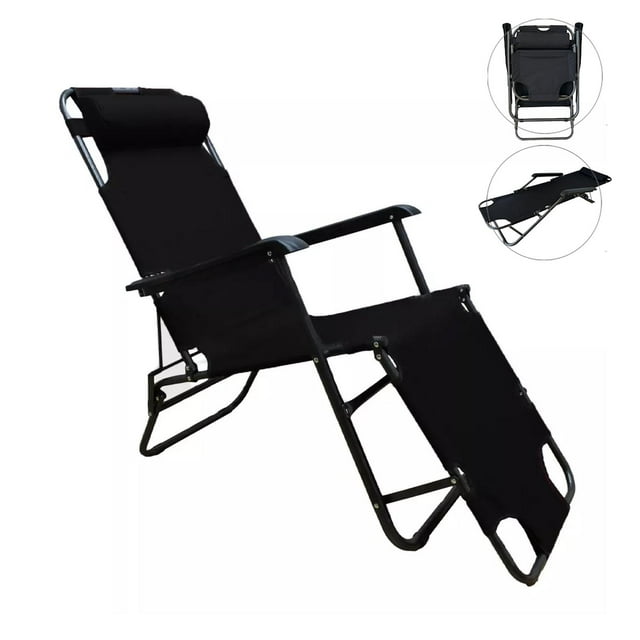 4 Sillas Camastro Plegable Reclinable CJR Jardin Playa Alberca negro