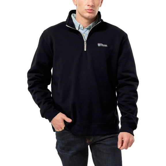 Men's League Collegiate Wear Navy Pennsylvania Quakers Essentials 2.0 Fleece Quarter-Zip Jacket